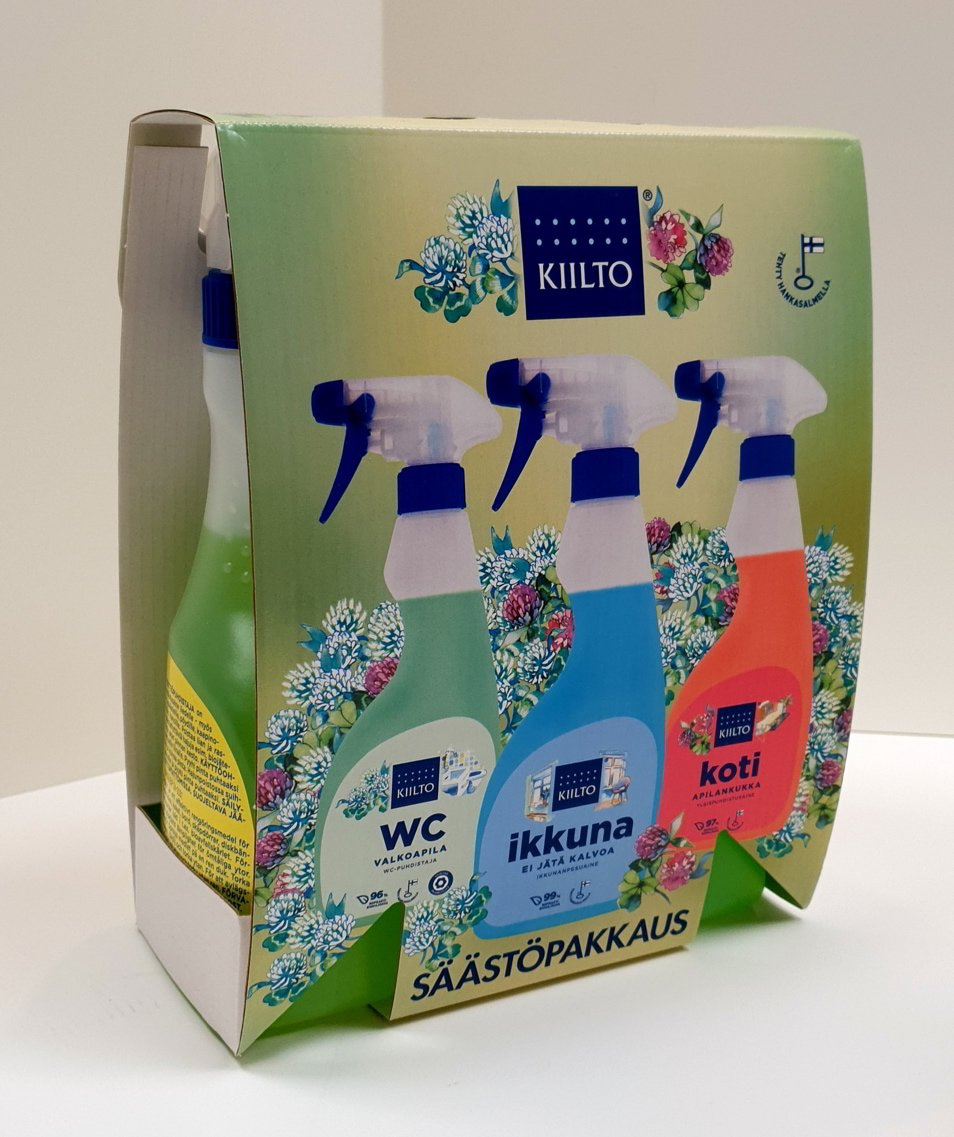 Koottava tuotepakkaus.
