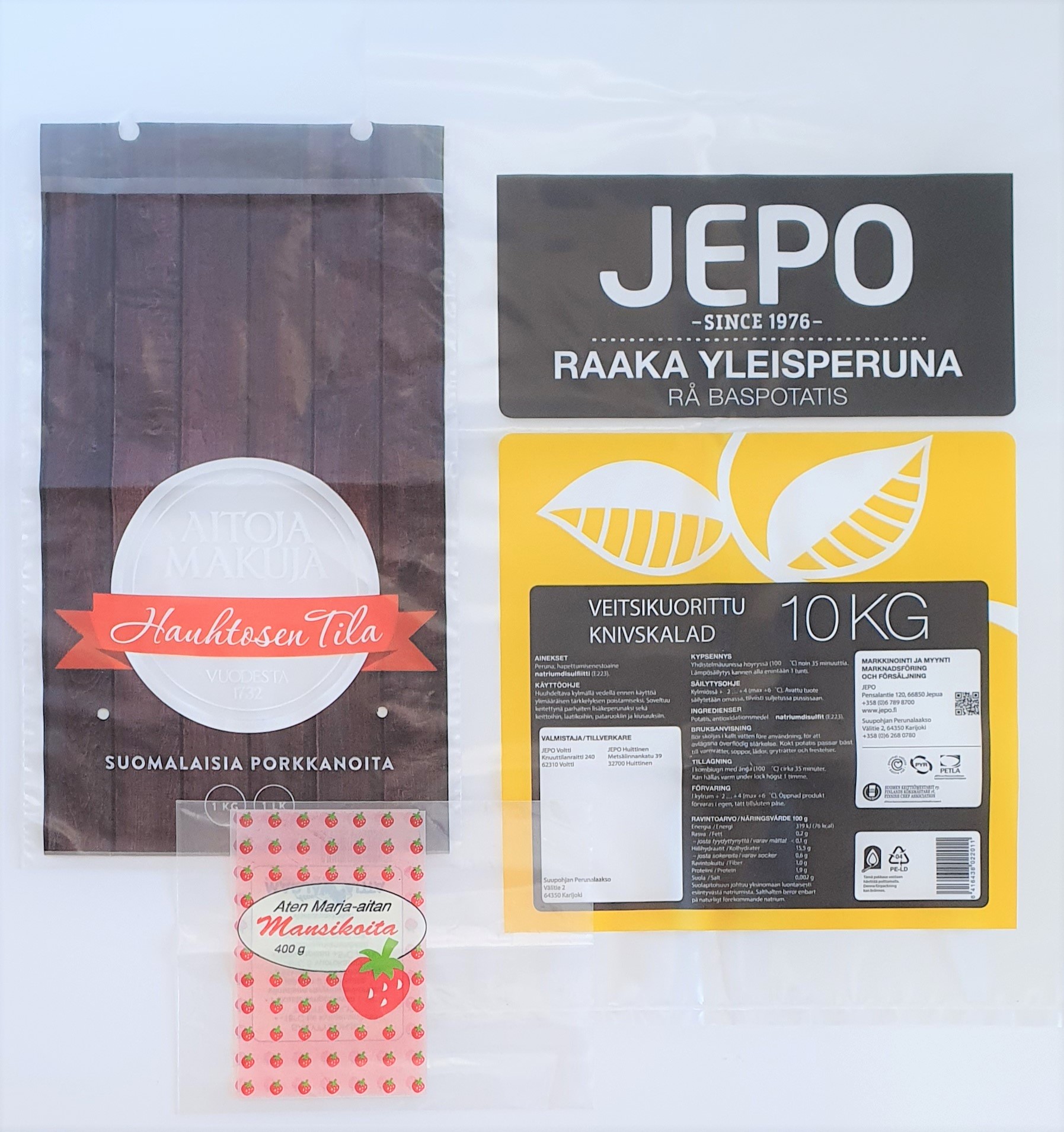 tuotevalikoimaamme kuuluu myös flexopainetut muovikassit, -pussit ja -säkit.